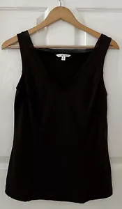 CAbi #839 Size M Black Stretch Sheer-Neckline Darts Tank Top 90s Y2K EUC - Picture 1 of 15