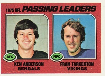 1976 Topps Football Passing Leaders Anderson Tarkenton #201 - Image 1 of 2
