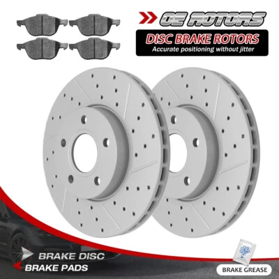 Front Disc Rotors + Ceramic Brake Pads for 2012 - 2018 Ford Focus Volvo C30 S40 - Image 1 of 4