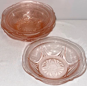 4 Hazel Atlas ROYAL LACE PINK 5" BERRY BOWLS - Picture 1 of 2