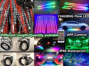 JHB 3FT/4FT/6.5FT Remote APP CHASING FLOW LED Underglow Grills Strips Lights KIT - Picture 1 of 11