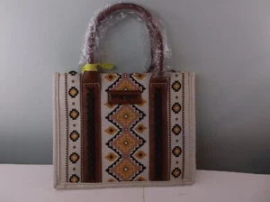 Wrangler Southwestern Aztec Print Canvas Tote Crossbody Bag Coffee New with Tags - Picture 1 of 7