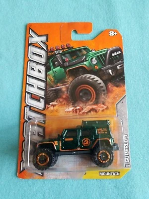 2012 Matchbox JEEP WRANGLER SUPERLIFT Green 51/120 GREAT CARD Mountain  - Image 1 of 4
