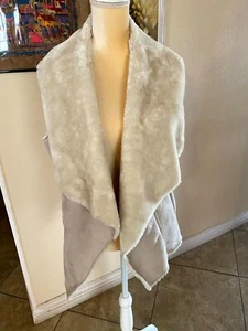 Chaleco cárdigan abierto Sherpa imitación algodón drapeado para mujer talla 10 - Imagen 1 de 10