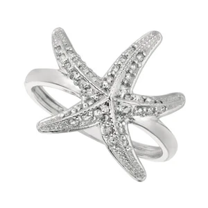 0.35 Carat Natural Diamond Starfish Ring Band G SI 14K White Gold - Picture 1 of 1