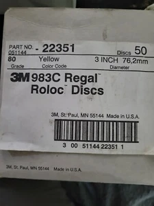 3M 983C Regal Roloc Scheiben 3 Zoll 80er Körnung gelb 22351 Schachtel mit 50 - Bild 1 von 2