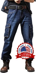 Ropa de trabajo informal para motocicleta bolsillos múltiples cremallera US NEW - Picture 1 of 8