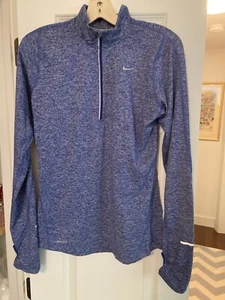 Nike Running Shirt Womens Small Blue 1/4 Zip Long Sleeve Pullover Dri Fit - Picture 1 of 8
