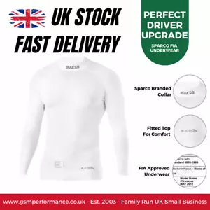 Sparco RW-4 Long Sleeve White Motorsport Professional Kart Racing Top - Large - Picture 1 of 2