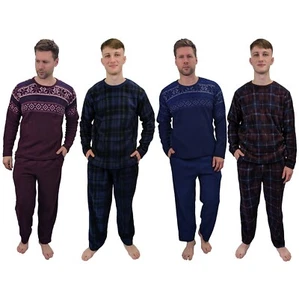 Herren Pyjama Set Fairisle Comfort Fleece Design Schlafanzug weich warm 2-teilig S-6XL L/S PJ - Bild 1 von 60