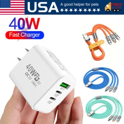 3 in 1 Fast USB Charging Cable Universal Multi Function Cell Phone Charger Cord - Image 1 of 4