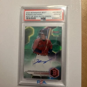 Bowman's Best Roman Anthony Best of 2023 refractor verde automático/99 PSA 10 2023 - Imagen 1 de 5