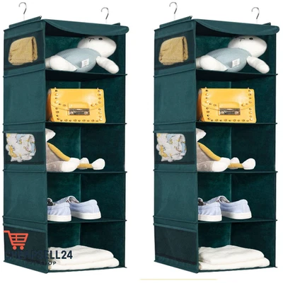 Hängeregal Stoff Dunkelgrün 5 Fächer - Bild 1 von 4