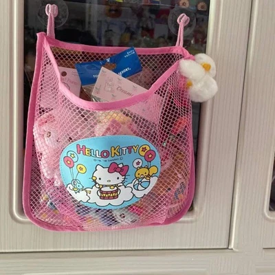 MINHA LOJA Kawaii Sanrio Hello Kitty Mesh Storage Bag Cute Hanging High-capacity Cartoon
