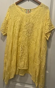 Johnny Was Yellow Wicktoria Tunic Size 1X Rayon - Picture 1 of 8