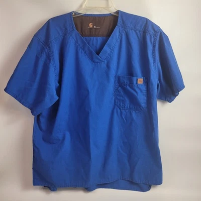 Carhartt scrub top mens XL Blue Ripstop V-neck utility pocket C15108 Medical - Image 1 of 4