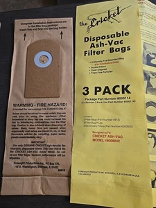 The Cricket - 3x Disposable Ash-Vac Filter Bags (For Model #8042) Filter #0913 - Picture 1 of 11