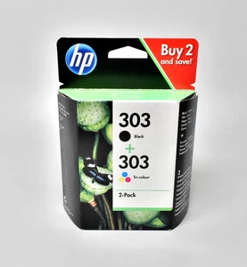 Original HP 303 Farbe und Schwarz Tinte Kombipack (abgelaufen 2021 Dez ) - Bild 1 von 2
