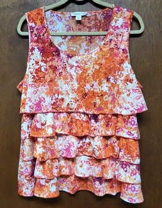 Coldwater Creek Orange and White Woman's Sleeveless Top 1X 18 - Picture 1 of 2