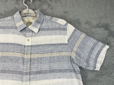 Tasso Elba Shirt Mens Large Linen Blend Short Sleeve Button Up Island Camp Casua - Image 1 of 4