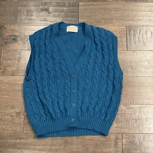 Vintage Pendleton Pullover Weste Damen Gr. Large Schurwolle Zopfmuster Blau Retro " - Bild 1 von 5