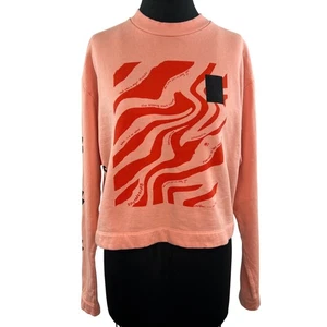 ASOS Collusion Cropped Graphic Crew Sweater Sweatshirt Pink Cotton Fleece 6 - Picture 1 of 7