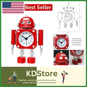 Silent Ruby Red Robot Alarm Clock with Flashing Eyes - Picture 1 of 9