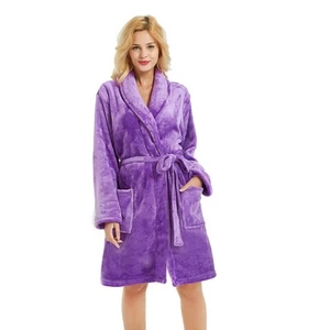 Plush Robes for Women, Short Womens Fleece Robes Soft Warm Spa Bathrobe Fluff... - Picture 1 of 5