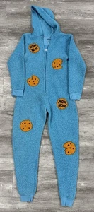 Blue Cookie Monster Pajama Jumpsuit Youth Kids Size Small Full Zip - Picture 1 of 5