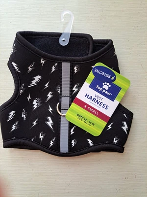 "Arnés reflectante Top Paw nuevo con etiquetas - brillo iluminador/perno - negro/plateado talla XS 13-15""" Foto 1 de 3