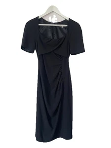 L.K. Bennett Occasion Dress Sheath Cocktail Pencil Tina Ruched Black UK 6 XS - Picture 1 of 9