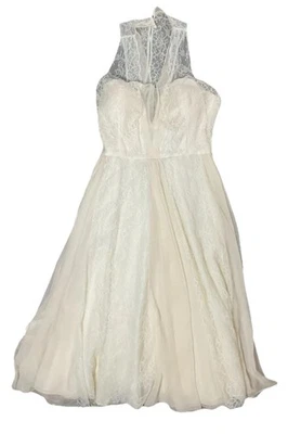 Rickie Freeman Teri Jon 连衣裙象牙色蕾丝 14 码,完美新娘连衣裙 — 第 1/4 张图片