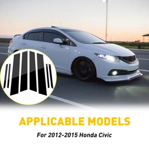 8pcs Black Window Pillar Post Molding Cover Trim For Honda Civic Sedan 2012-2015 - Picture 1 of 11
