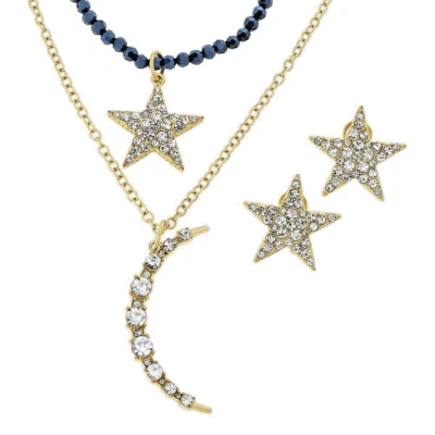 HEIDI DAUS Colección Aniversario 3 piezas Collar Omega Pendientes Conjunto Estrellas Luna Foto 1 de 4