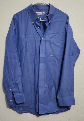 Camisa de vestir azul con cuello abotonado manga larga 17/34 Marshall Fields para hombre Foto 1 de 3