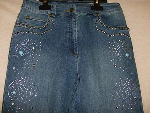 CHRISTINE PHILLIPE L'IMAGE Embellished Bejeweled 5 Pocket Jeans - Size 4 - Picture 1 of 6