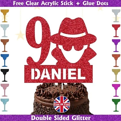 Cowboy Glitter Birthday Party Cake Toppers, Western Cake Toppers, 14 Colours - Image 1 of 2
