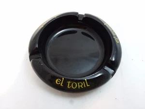 El Toril Black Vintage Round Porcelain Ashtray Shiny Black El Toril 5 In Round - Picture 1 of 9