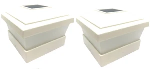 Relightable 2-Pack LED White Vinyl 5"X5" Solar Powered Post Cap Fence Light WF - Picture 1 of 8