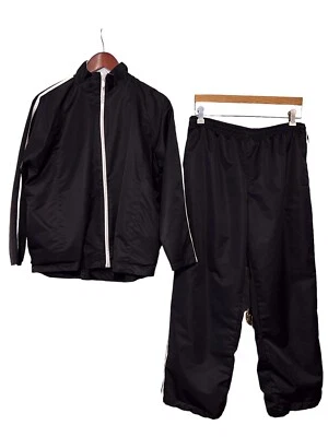 HEAD Para hombres Talla L Cremallera Completa Chaqueta Pantalones Traje de Pista Negro/Blanco 27” Entrepierna Foto 1 de 4