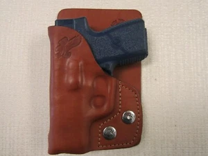 Fits Kahr Pm9, Cm9 & Mk9 wallet & pocket holster formed BROWN leather right hand - Picture 1 of 4