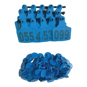 1-100 Cattle Number Ear Tags 7.5x10cm Set - XL Blue Cow Sheep Livestock Labels - Picture 1 of 2