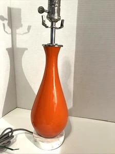 Accent Lamp Mid Century Modern Style Bright Orange Glass Marble Base - Picture 1 of 6