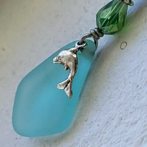 Regalo per Lei Collana Vetro Mare Spiaggia Delfino Charm Mamma Moglie Amica Sis Pastello - Foto 1 di 3