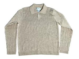 Pendleton Collared Polo Sweater Women's Medium Beige Fine Cable Knit Merino Wool - Picture 1 of 4
