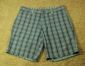 Pantalones Cortos Robert Graham Para Hombre Talla 36 Gris y Blanco Rayas Algodón Frente Plano - Imagen 1 de 6
