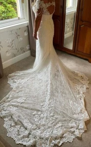 ivory lace wedding dress size 14 - Picture 1 of 9