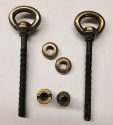 FURNITURE KNOWLEDGE Antique Brass Steel Cheval Mirror Mount Set - vintage retro old kit