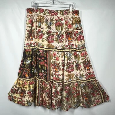 Falda Midi Anthropologie Vineet Bahl Flor Silvestre Floral Perchwork XL Campesina $158 Foto 1 de 4
