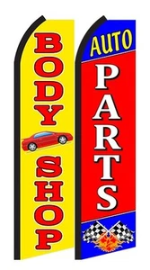 Body shop, Auto Parts Standard Size Swooper Flag banner sign pk of 2 - Picture 1 of 2